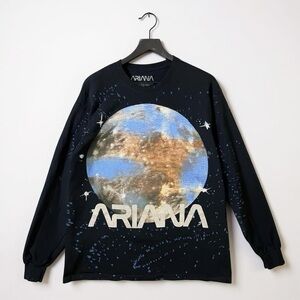 Ariana 1993 Black Long Sleeve‎ Graphic Earth Print T-Shirt Streetwear Size L